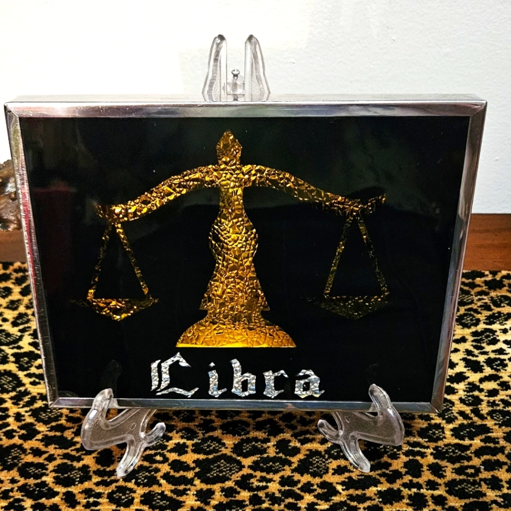 Vintage Libra Zodiac Gold and Black Picture